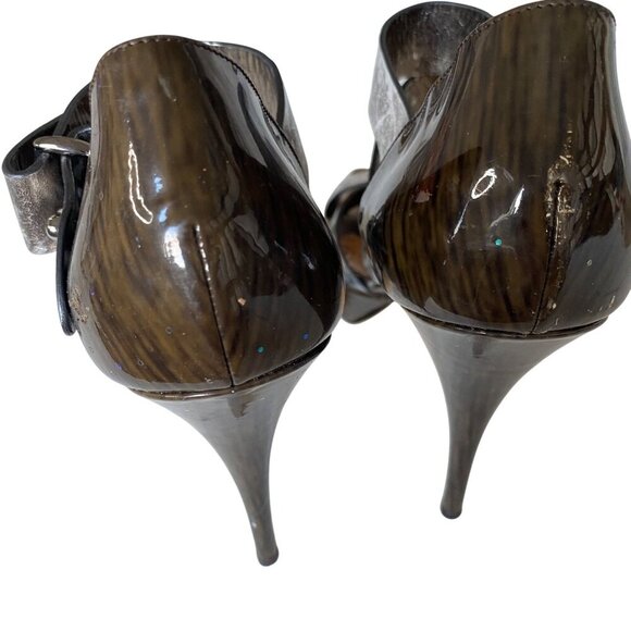 Oscar de La Renta Leather Stiletto Platform Heels EU38 US7.5 Glam Cocktail Party - Picture 11 of 13